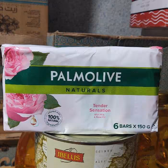 صابون پالمولایف 6 عددی عطری با شیر و روغن گل رز خارجی بسته 6 عددی هر عدد 170 گرم