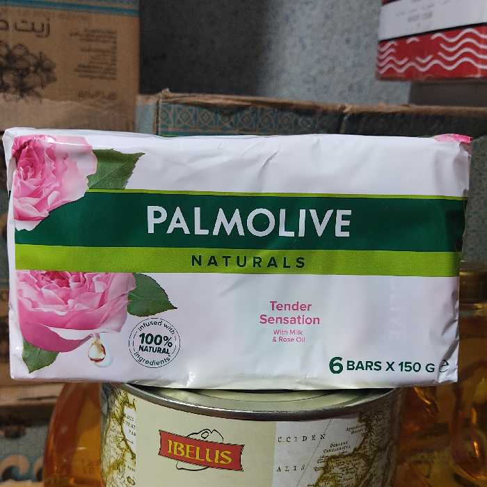 صابون پالمولایف 6 عددی عطری با شیر و روغن گل رز خارجی بسته 6 عددی هر عدد 170 گرم