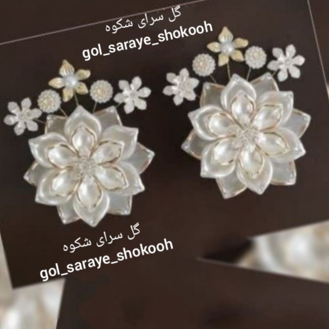 گل کریستالی مگنت یخچال، مجموعه دو عددی، رنگ صدفی-لب طلایی(سه ردیف گل).