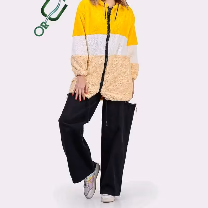 هودی تدی سه رنگ با پارچه تدی گرم بالا 