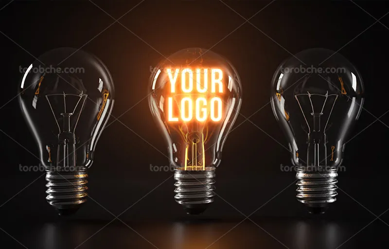 موکاپ PSD لوگو لامپ | گرافیک با طعم تربچه