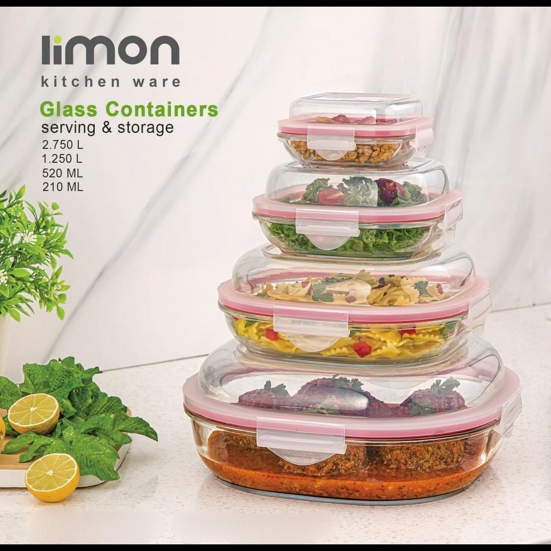 ظرف 8 پارچه  شیشه ای   لیمون 