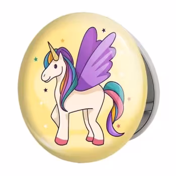 آینه جیبی خندالو طرح اسب تک شاخ یونیکورن مدل تاشو کد 1116