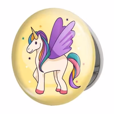 آینه جیبی خندالو طرح اسب تک شاخ یونیکورن مدل تاشو کد 1116