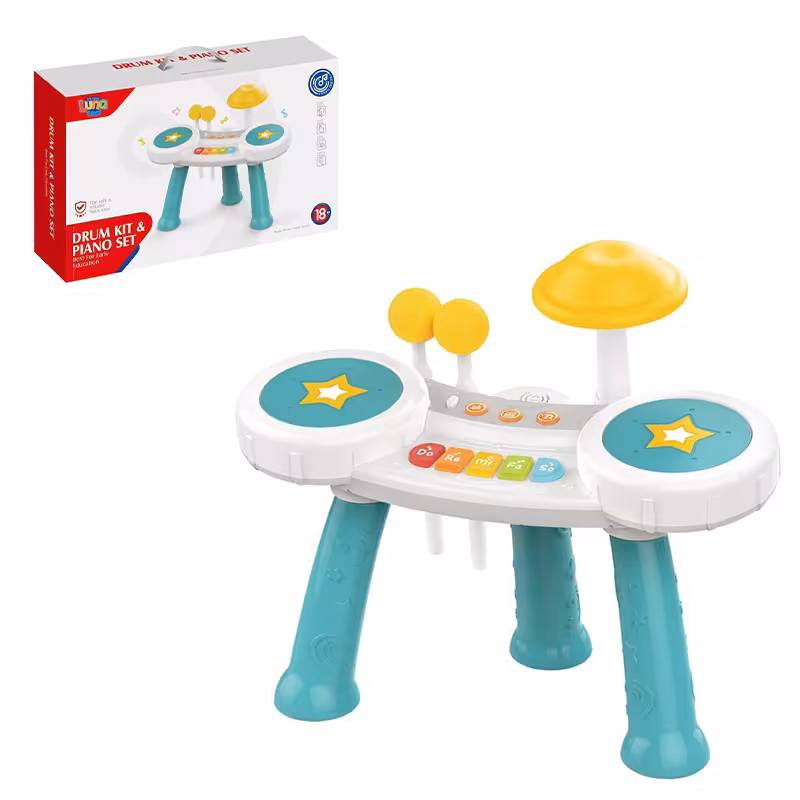 اسباب بازی درامز و پیانو هانگر Huanger رنگ سبزآبی مدل HE0525