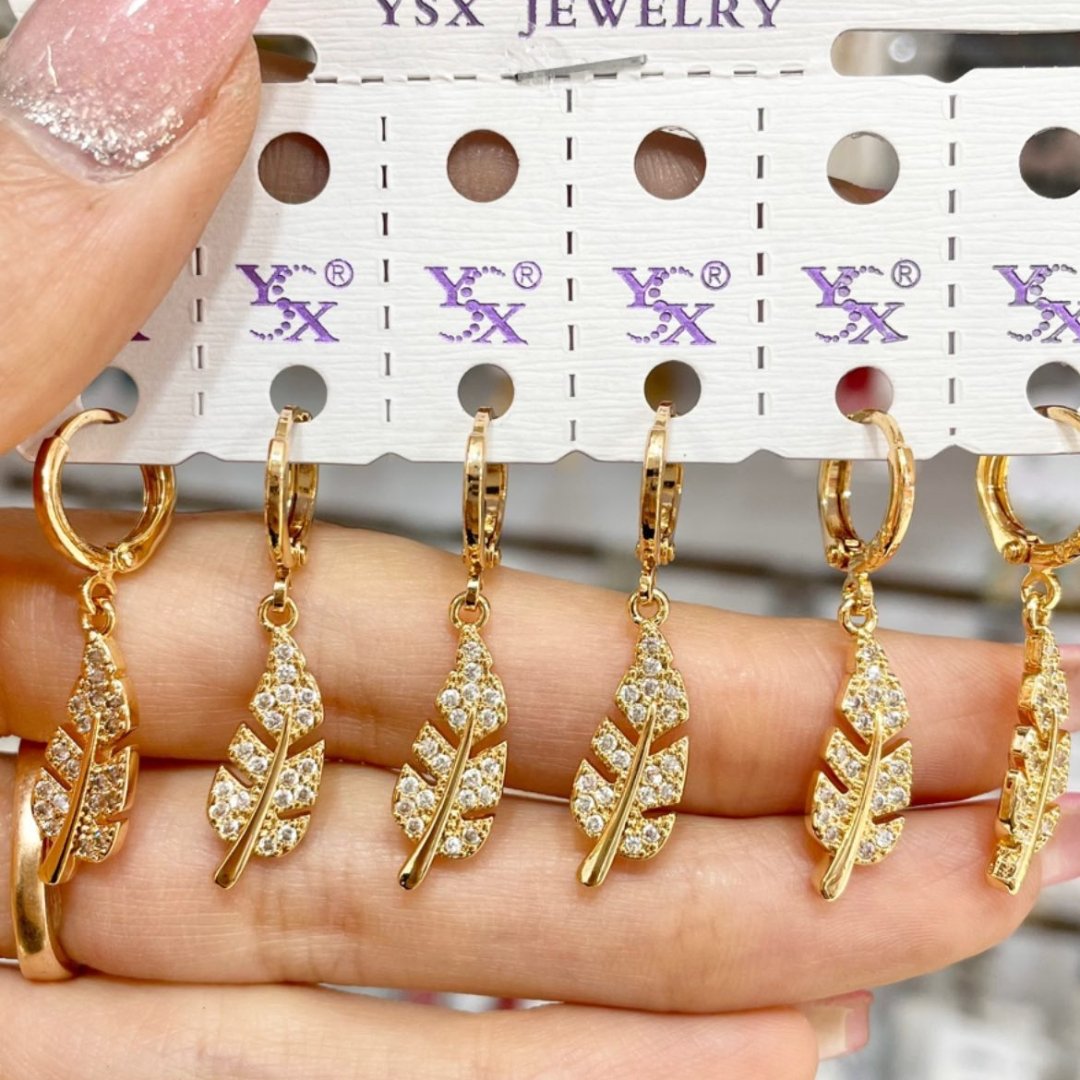 گوشواره آویز استیل طرح برگ مارک ysx