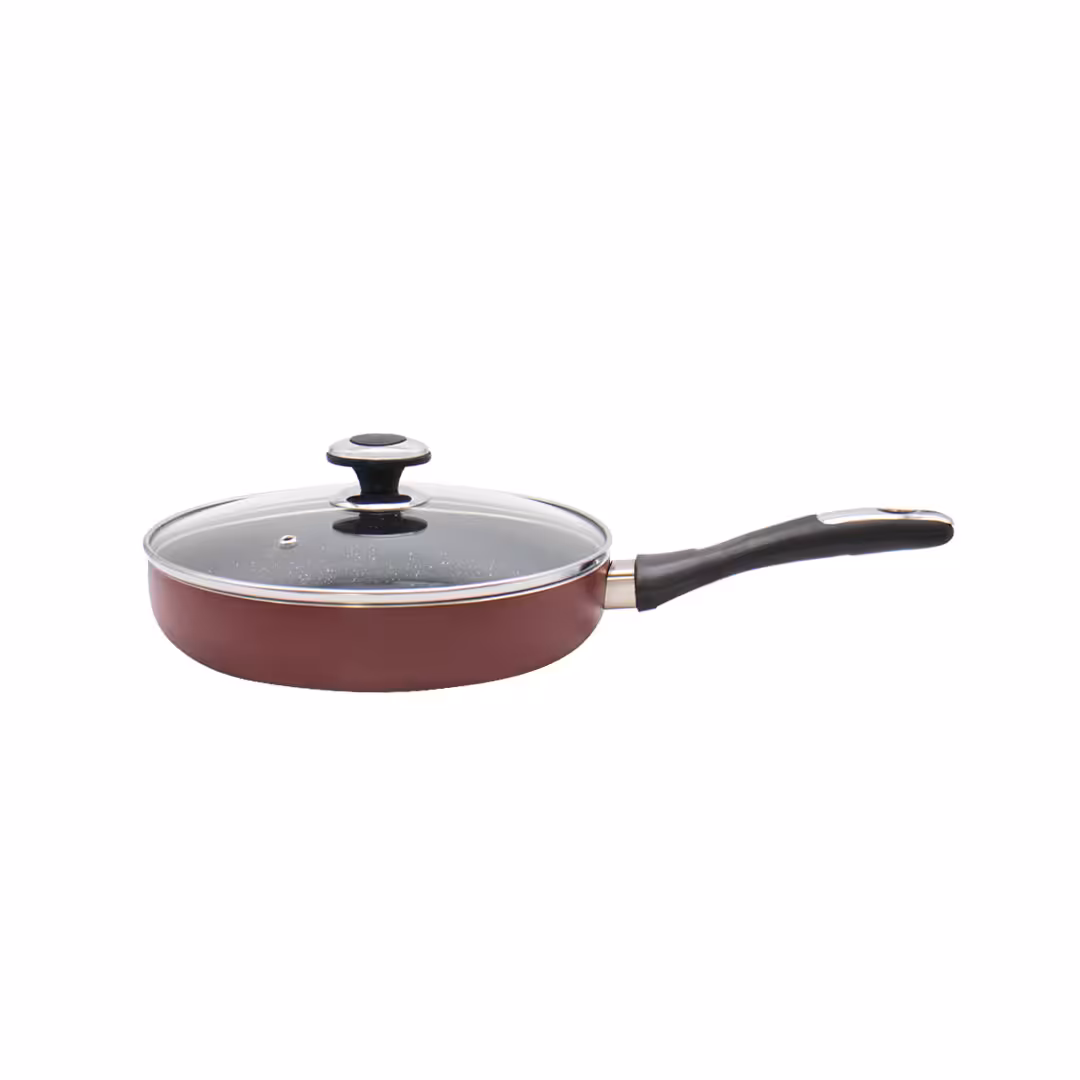 تابه سایز 20 مدل گرانیتا با درب شیشه‌ای زرشکی زرساب | خانه سام