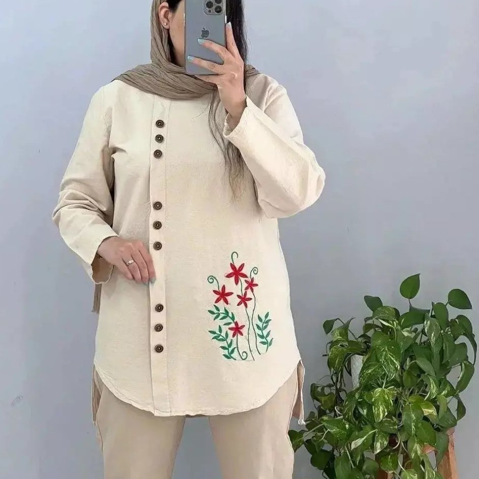 تونیک مانتویی الیاف طبیعی زنانه