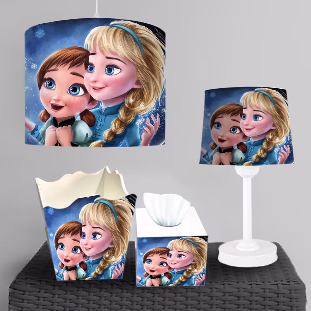 ست اکسسوری طرح کودکی السا و آنا با زمینه آبی BA-3876