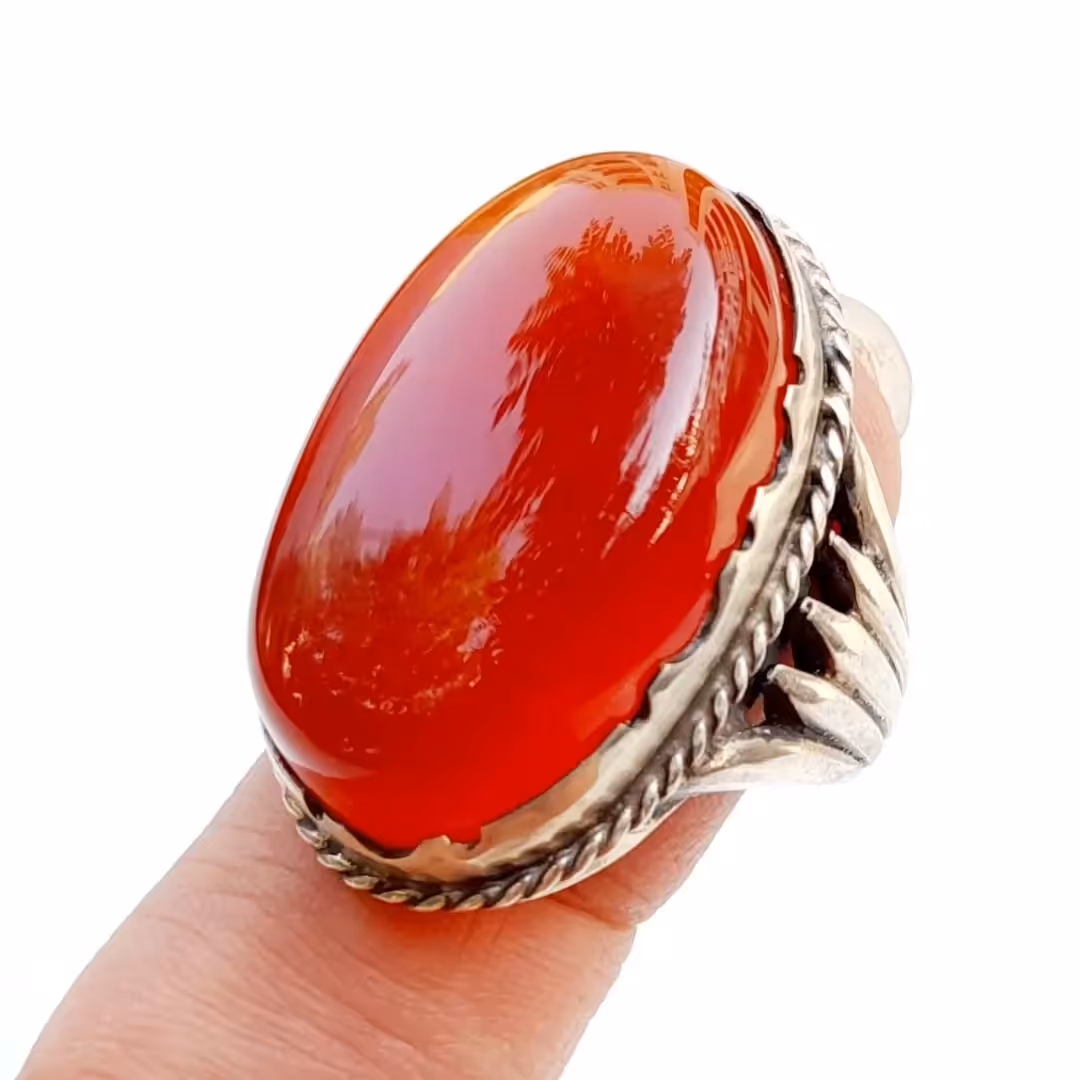 انگشتر نقره عقیق سرخ خراسانی دستساز مردانه درشت