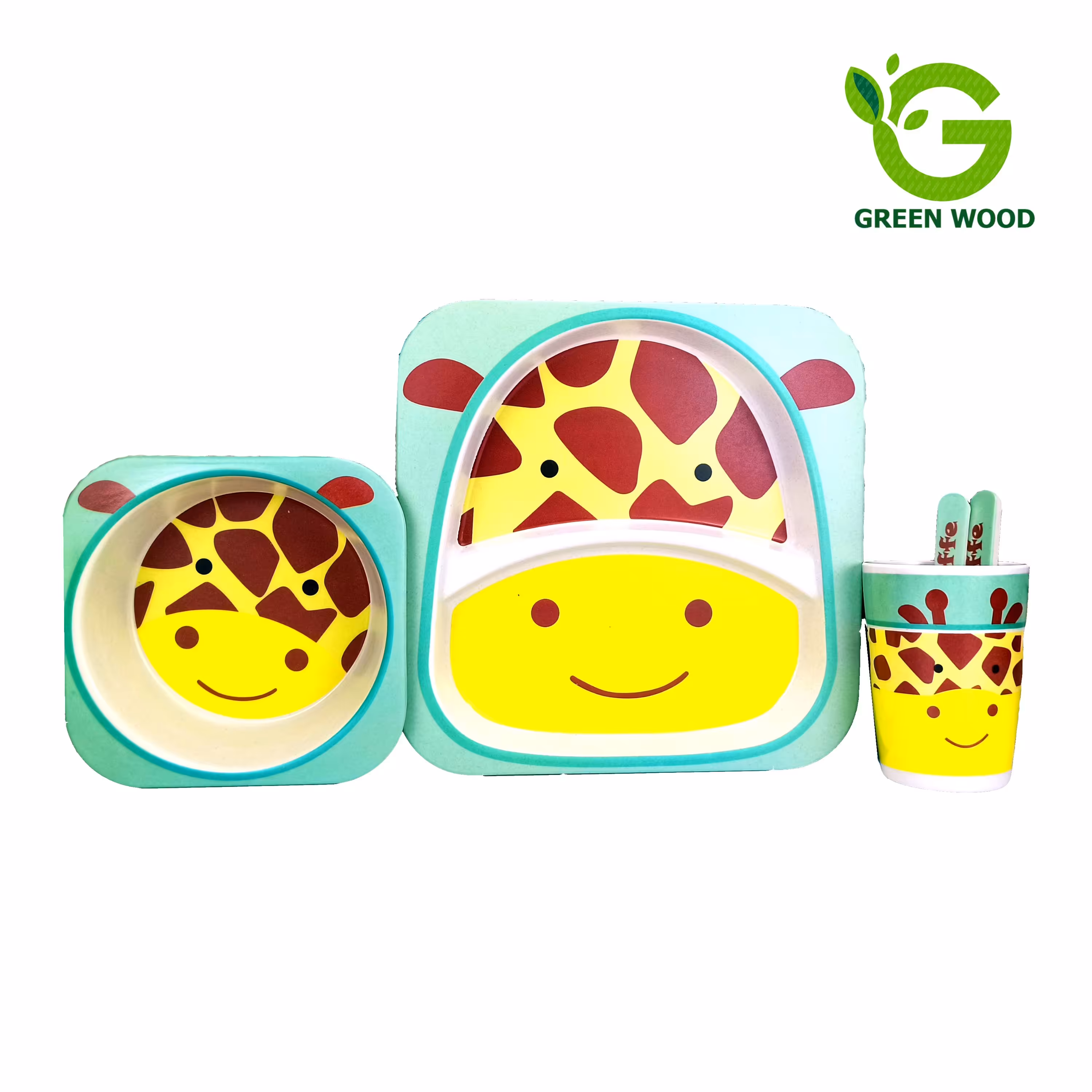 ظرف غذای کودک بامبو فایبر (سرویس غذاخوری-ظرف کودک) ست 5 تکه زرافه کد Gw120101023
