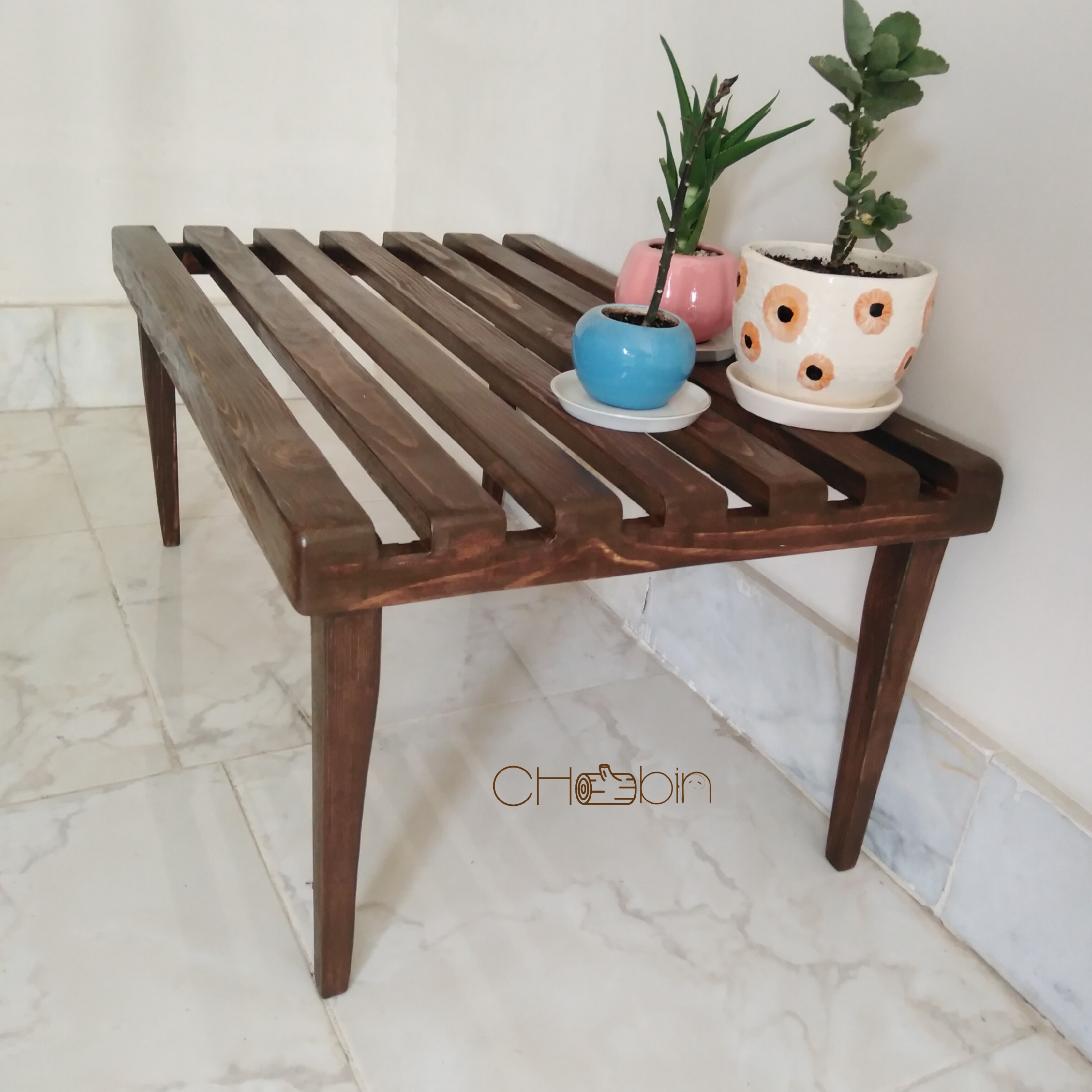 میز گل چوبی