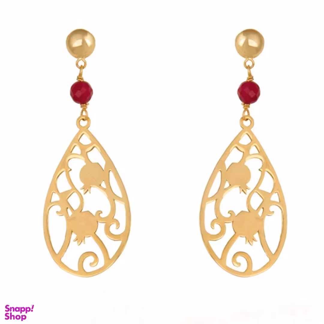 گوشواره طلا 18 عیار زنانه سانا گالری طرح انار کد 1249D9173