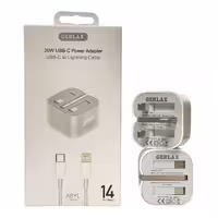 شارژر دیواری Gerlaxآیفون 14 مدل A8YL به همراه کابل