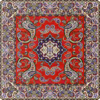 سرویس کامل رومیزی ترمه 5 تکه ابریشمی طرح شاهکار برند ترمه حسینی 