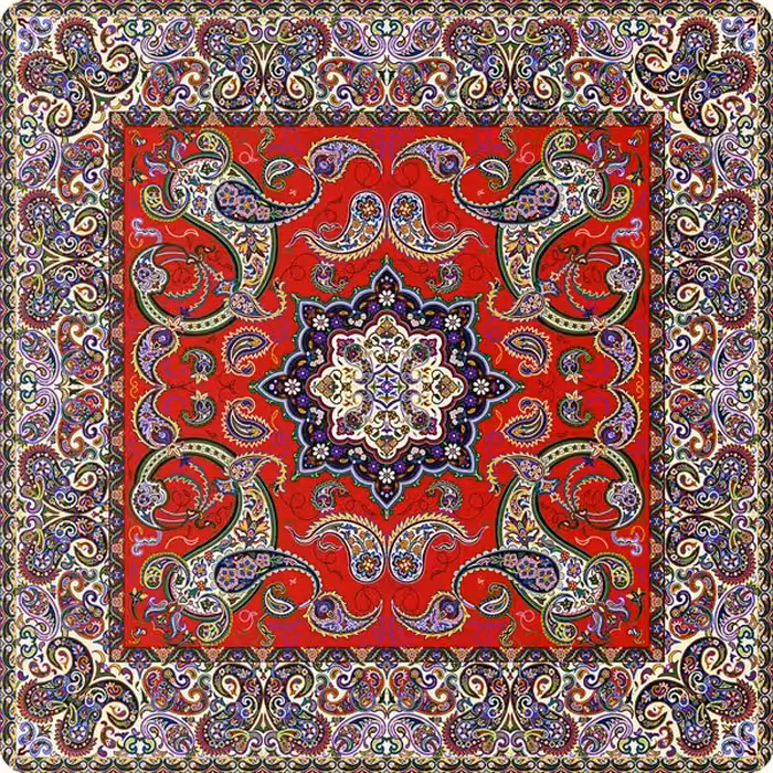 سرویس کامل رومیزی ترمه 5 تکه ابریشمی طرح شاهکار برند ترمه حسینی 