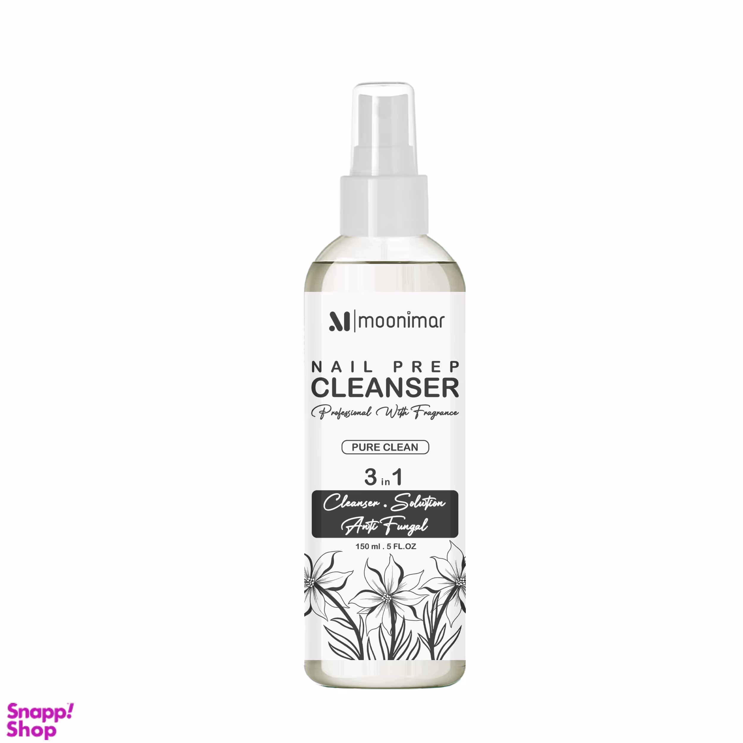 کلینزر کاشت ناخن مونیمار مدل Pure Clean سه کاره حجم 150 میلی لیتر
