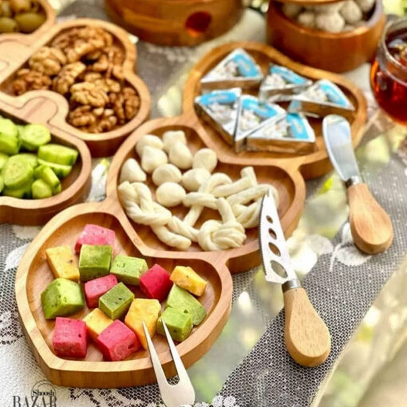 اردو خوری و تخته سرو قلب سه تایی تمام چوب قابل شست و شو