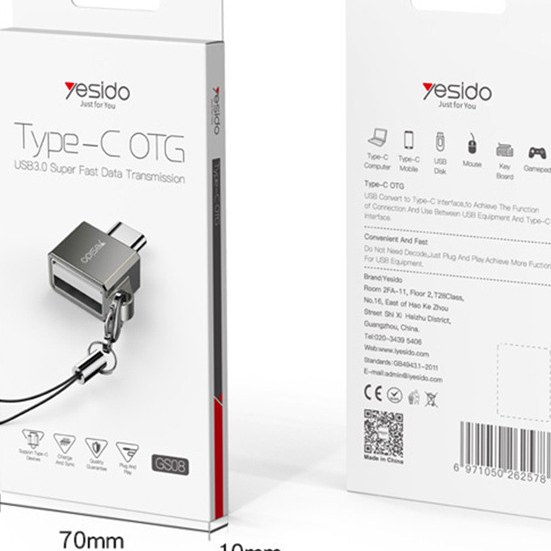 مبدل او تی جی OTG USB-C به USB3.0 یسیدو مدل GS08 
