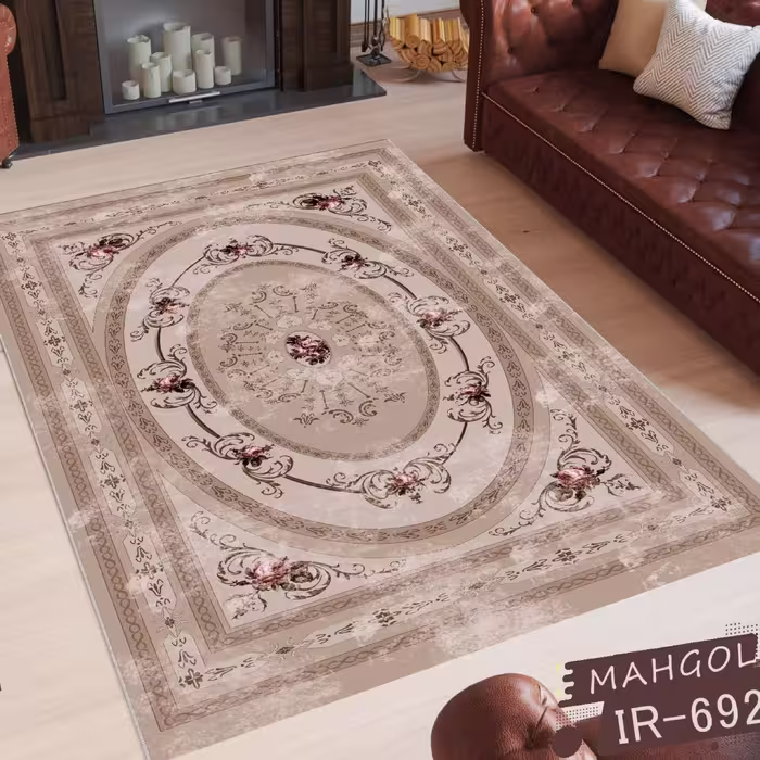 فرشینه مخمل یک ونیم متری کد692استوپ دار روحا(ماهگل)