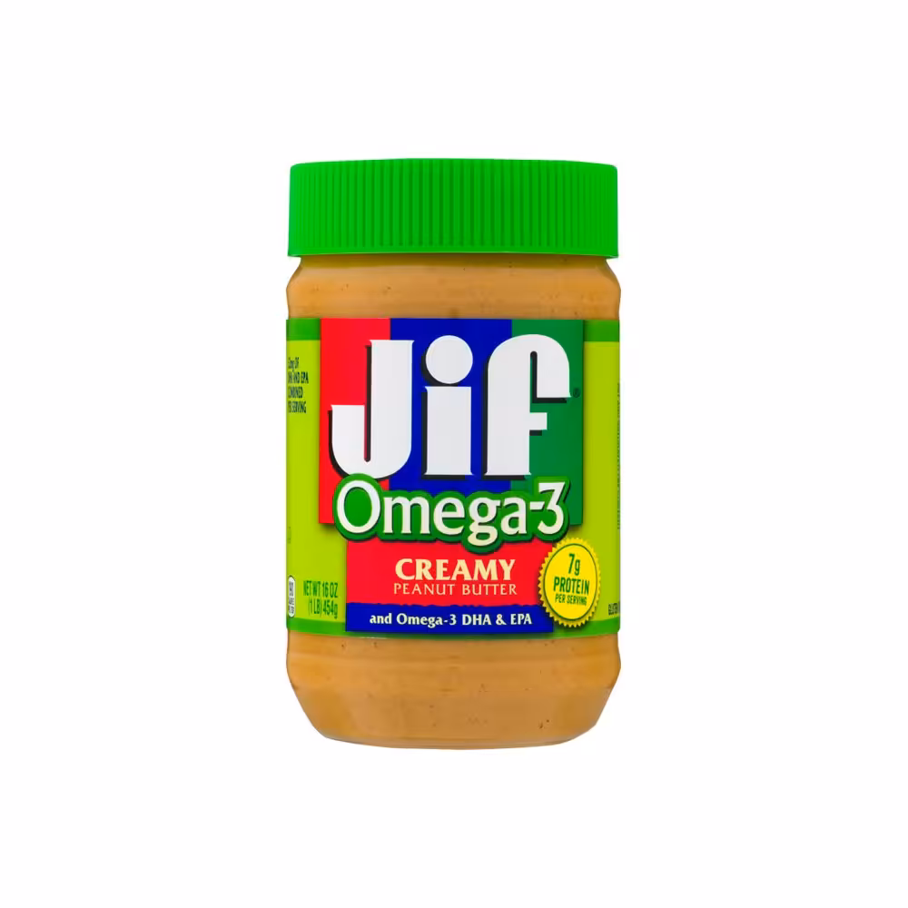 کره بادام زمینی جیف مدل omega3اورجینال454گرم