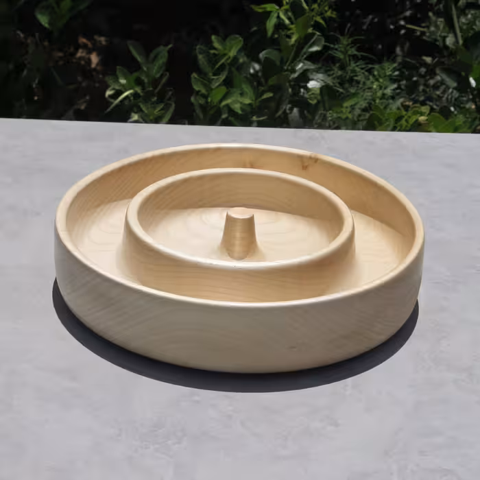 ظرف اردو خوری دوتایی چوبی رنگ سفید قطر 30 چوب افرا