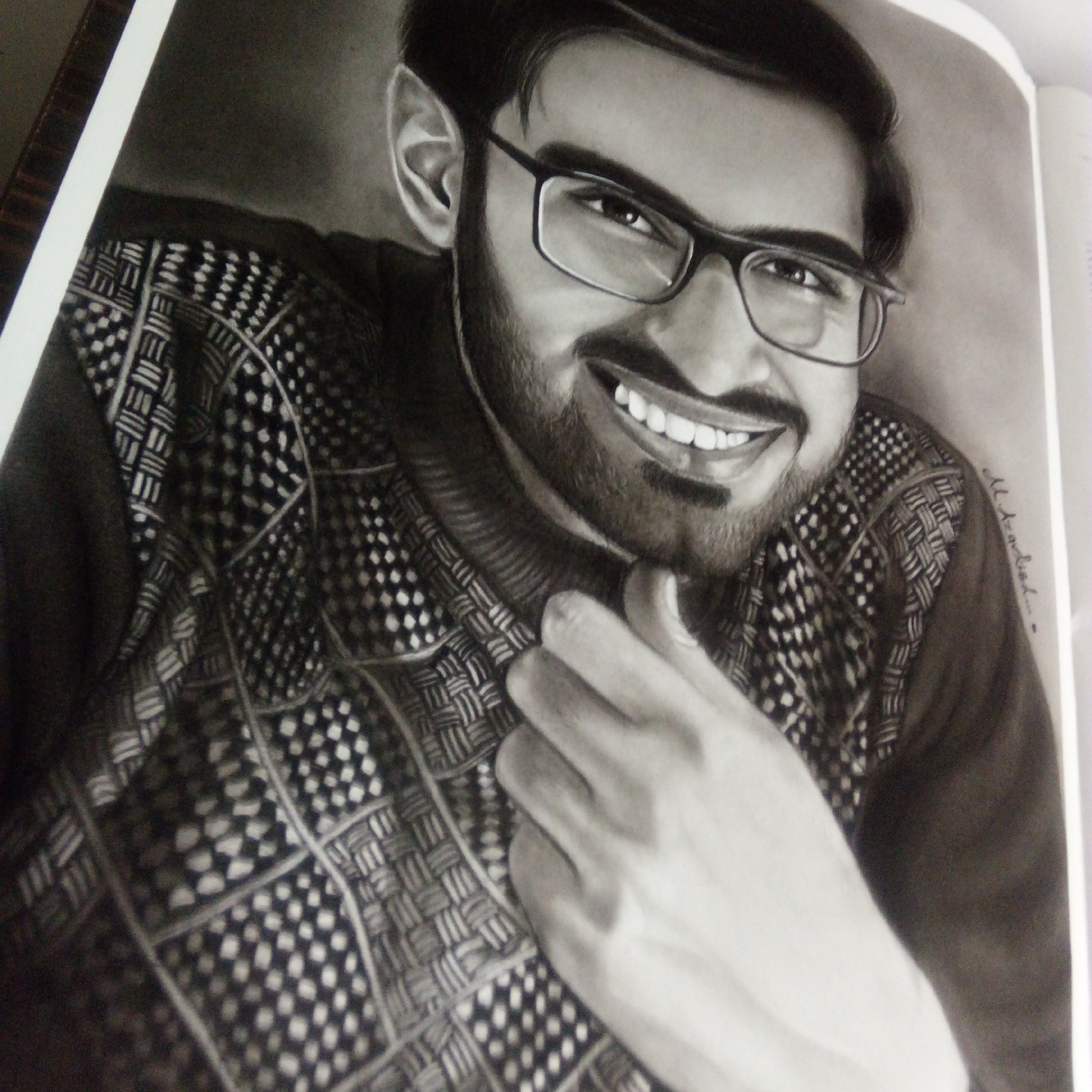 طراحی چهره سیاه قلم سایز 35 در 50