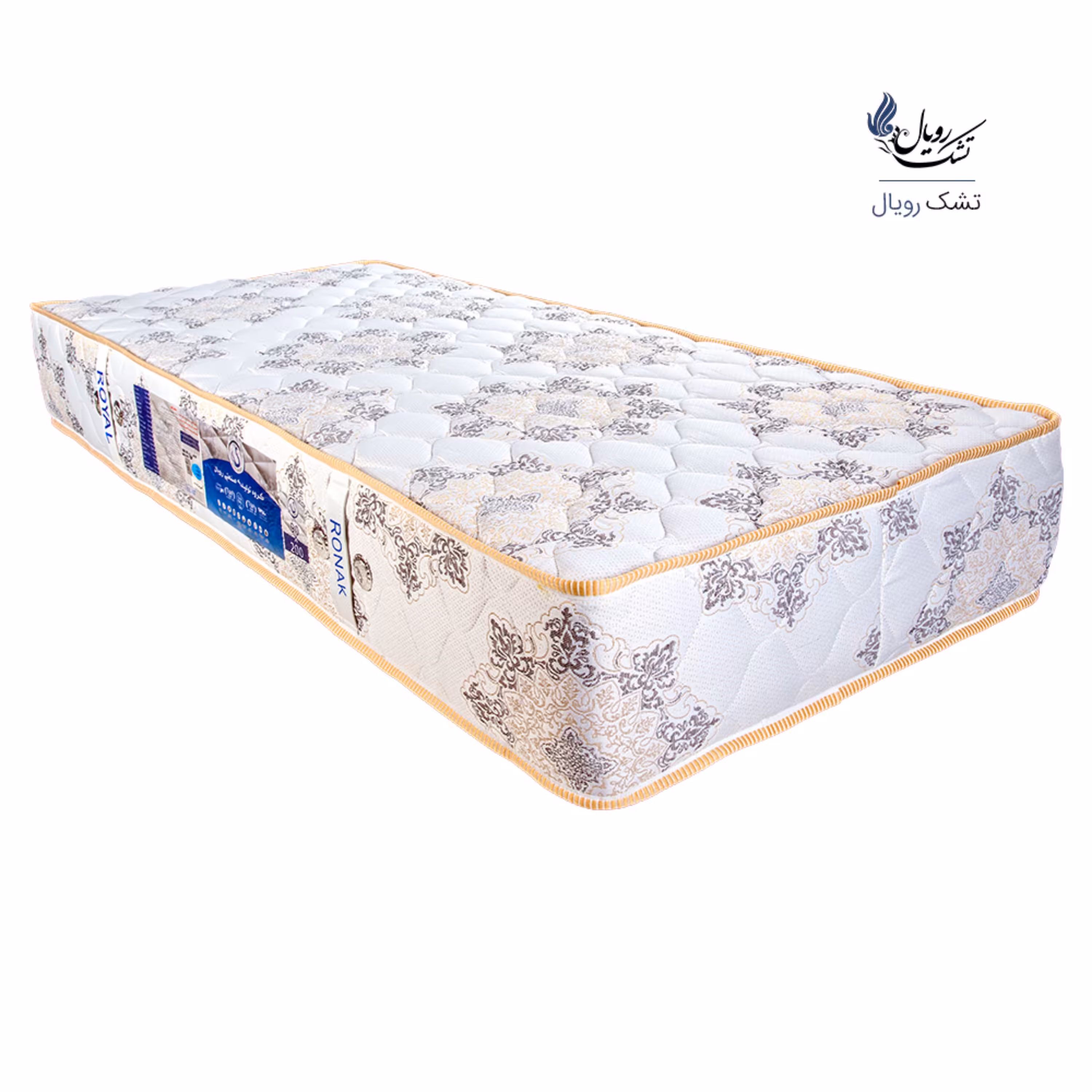 تشک طبی فنری رویال مدل روناک تک نفره 90در 200 طرح فرش