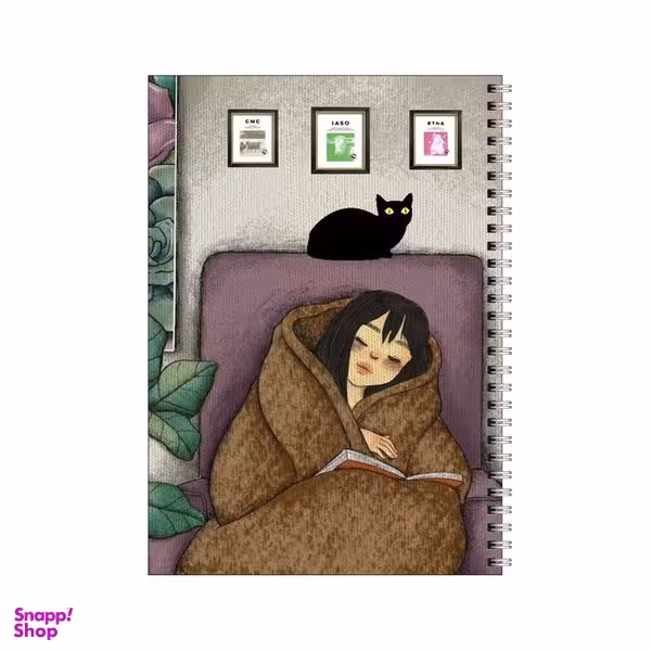 دفتر مشق 80 برگ بامبیلیپ طرح دختر سرمایی و کتابخوانی کد 6319349