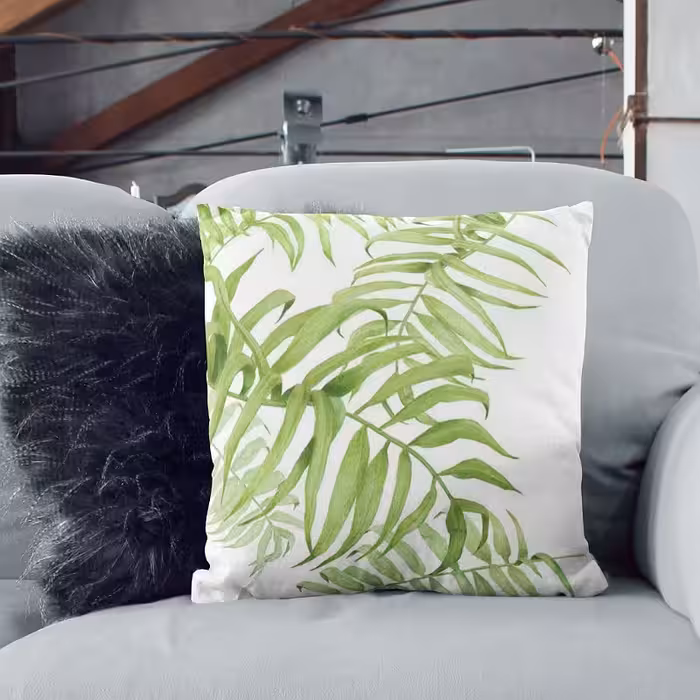 کوسن های طرح برگ انجیری ترند شده برای طراحی داخلی خونه ی دلنشین و گرم 