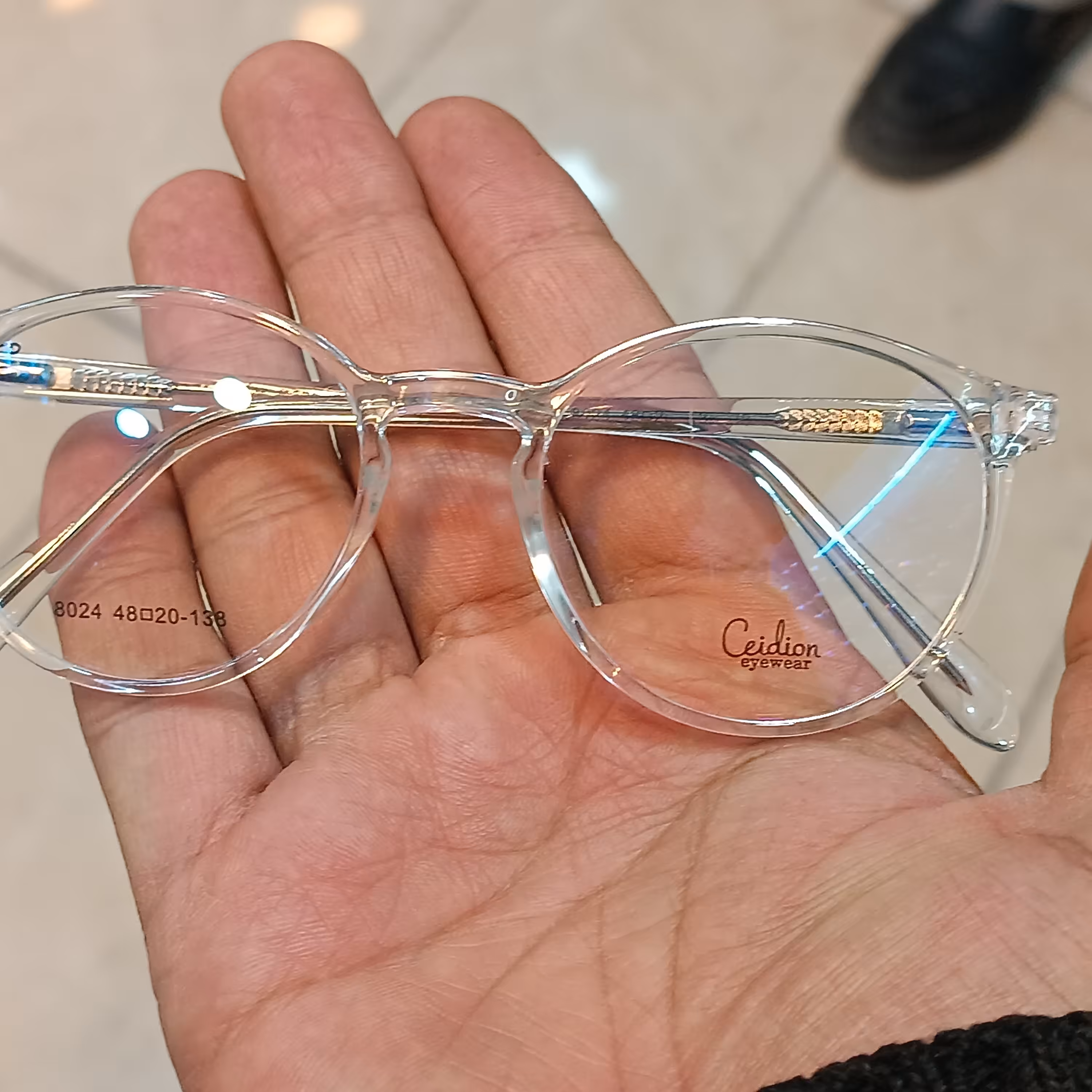 عینک طبی کائوچو بیرنگ شفاف زنانه و مردانه  با قابلیت تعویض عدسی های طبی نمره دار مدل گرد