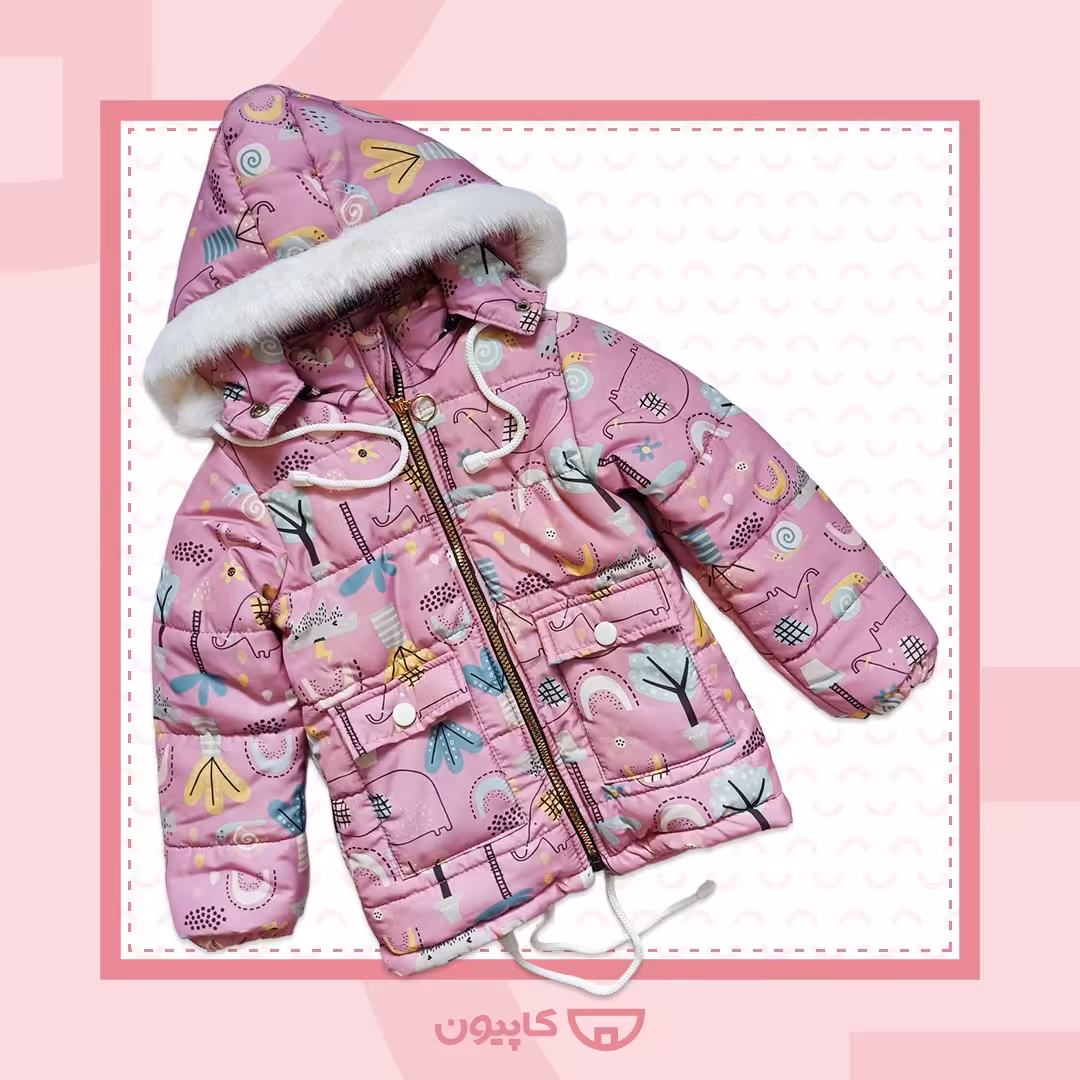 کاپشن دخترانه شمعی طرحدار  مناسب 3 تا 6 سال