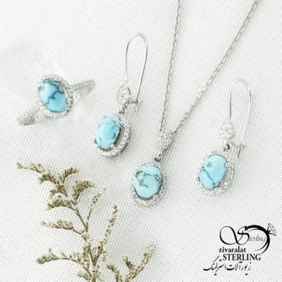 نیمست نقره فیروزه نیشابور عیار925 کد 14168