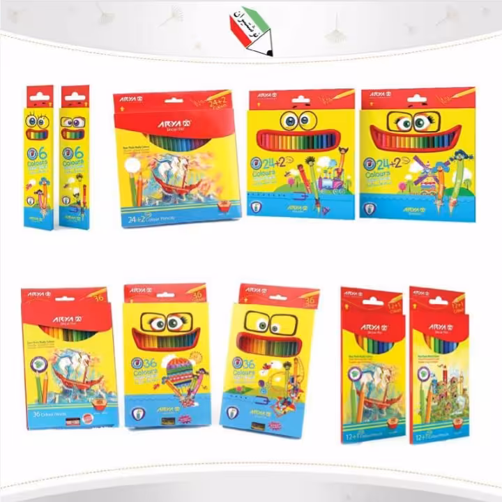 مداد رنگی 6 رنگ جعبه مقوایی آریا 1311