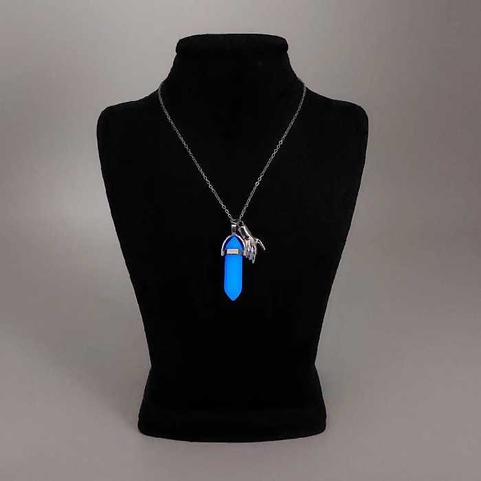  ست کاپلی گردنبند سنگ منشور هفت رنگ و آبی CS-1191