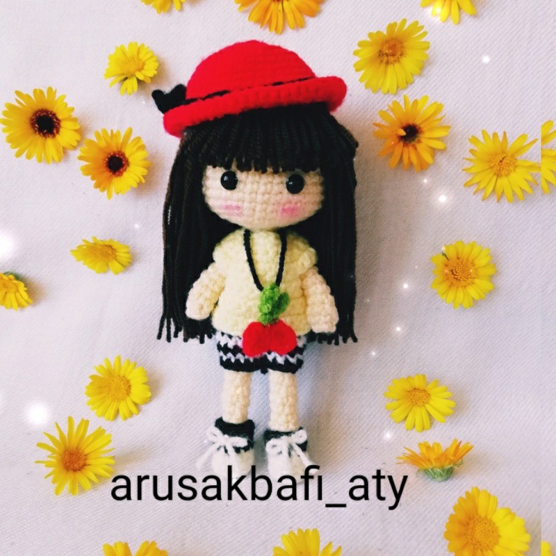 دخترآلبالویی بافتنی مخصوص آویزکیف  آویزماشین....