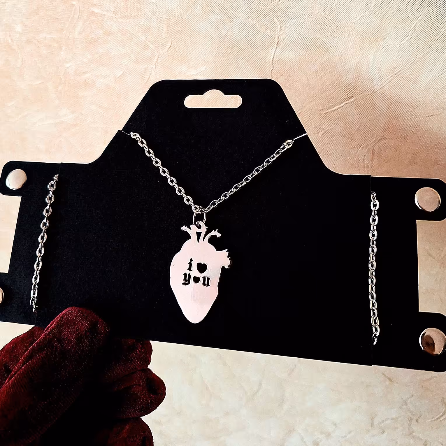 گردنبند استیل آناتومی قلب دوستت دارم