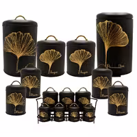   سرویس آشپزخانه  درب فلزی 16 پارچه  مشکی با طرح طلایی ( Noble ) 807591