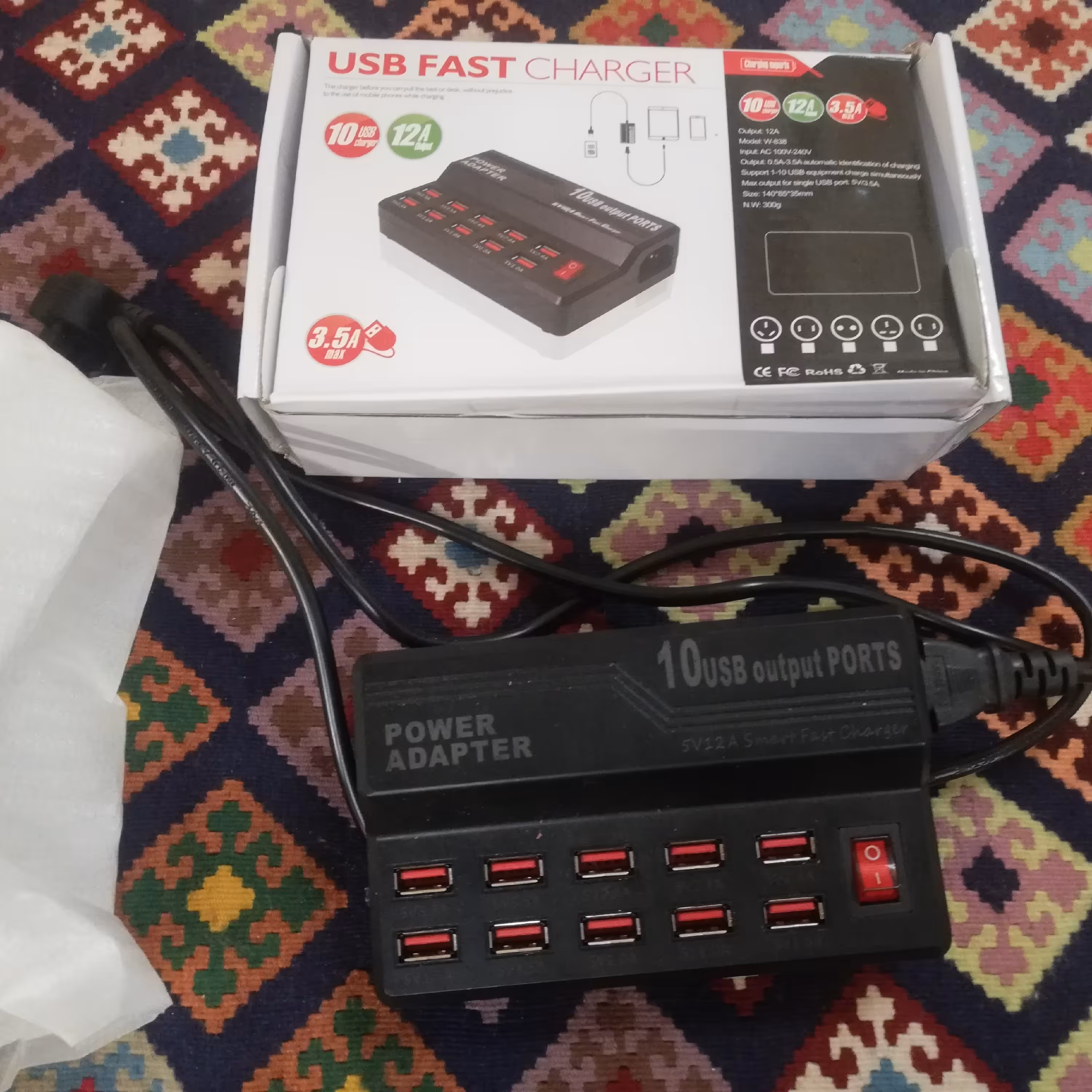شارژر 10پورت 12 ولت مدل838ارسال رایگان با آمپر های مختلف