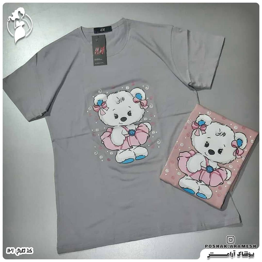 تیشرت نخ پنبه قواره دار خرس عروسکی