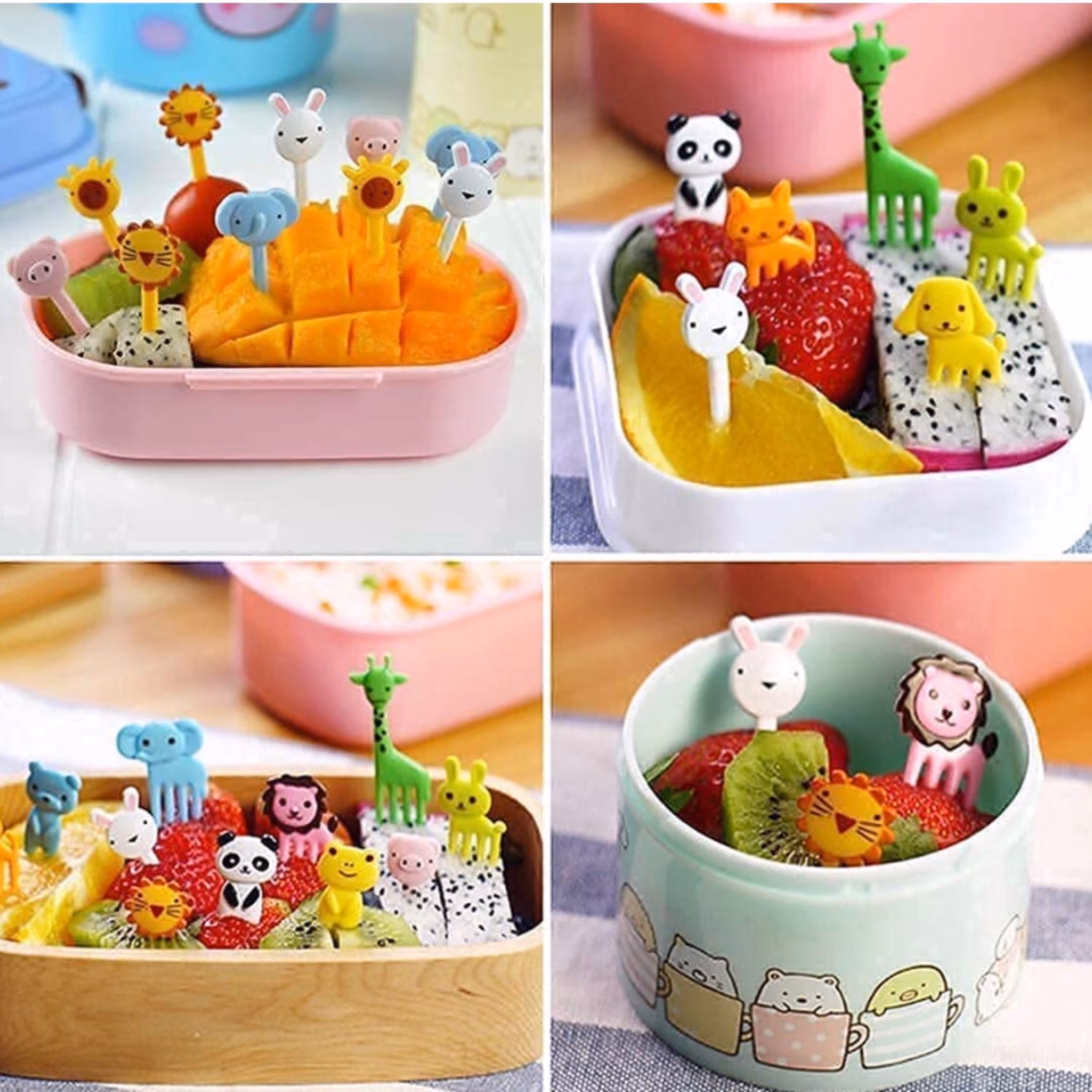 پک 20 عددی چنگال های کوچک بامزه غذا و میوه اورجینال 