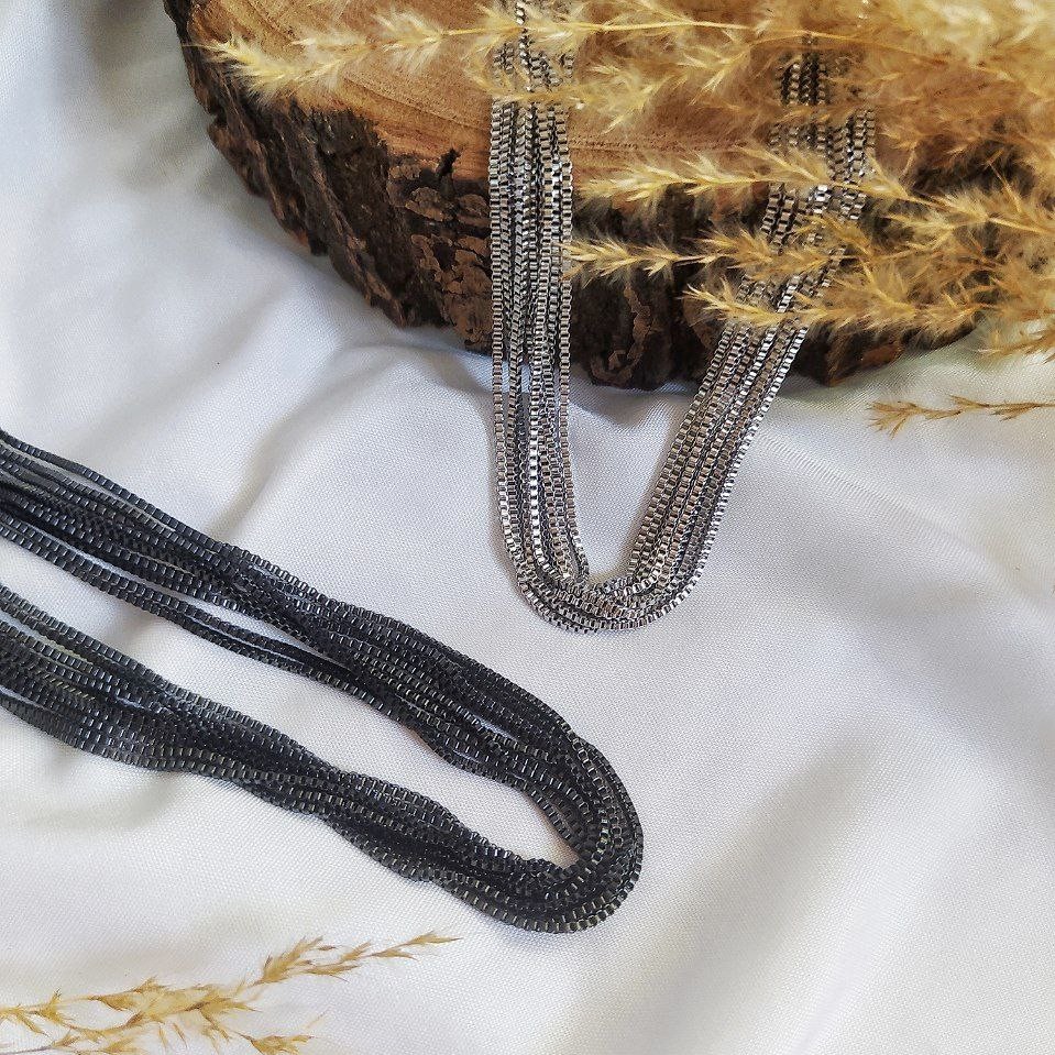 زنجیر ونیزی اسپورت مشکی ظریف جنس استیل رنگ ثابت (حتما قبل از ثبت سفارش موجودی بگیرید)