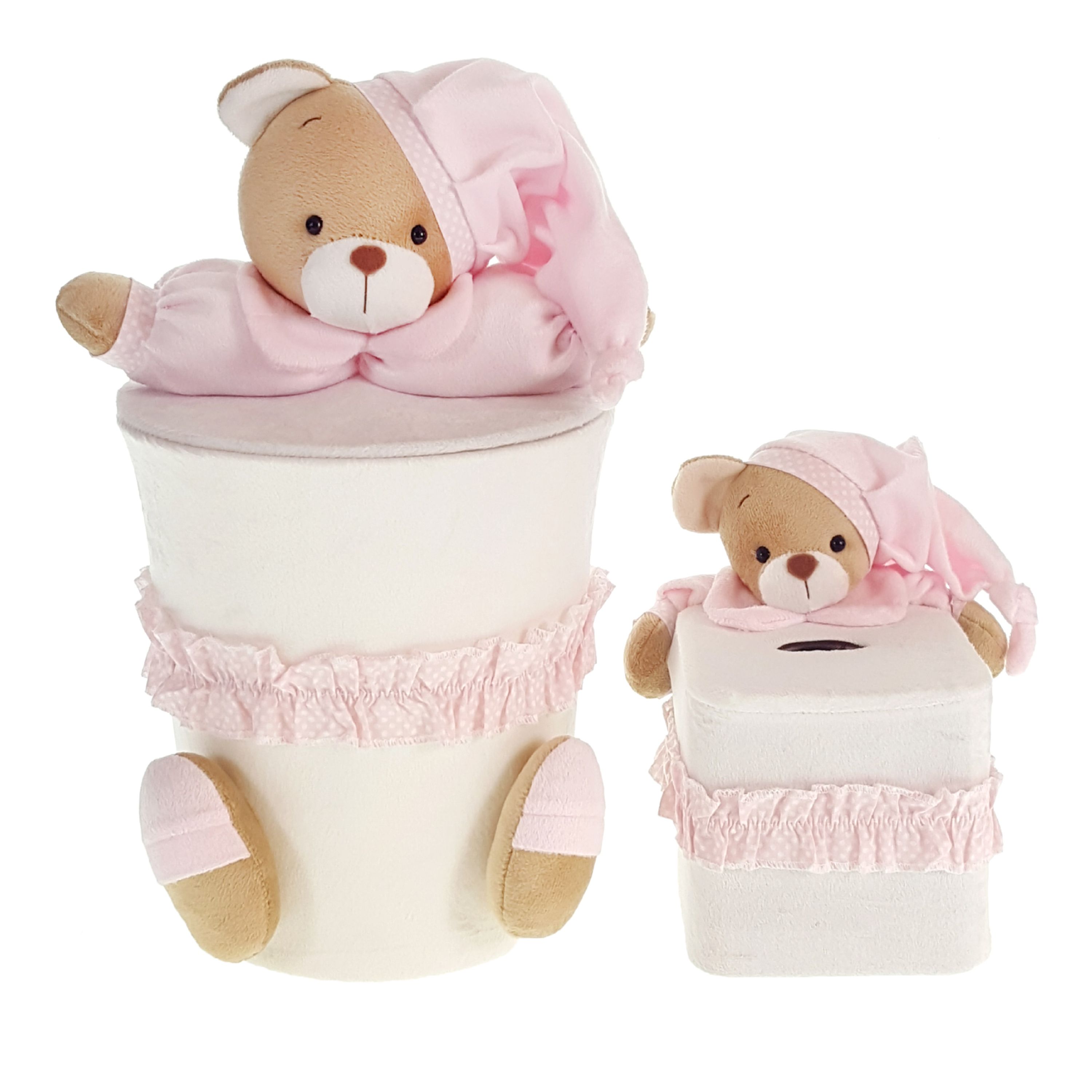 ست سطل و جادستمال اتاق کودک نی نی سیس طرح خرس نانان (صورتی روشن)