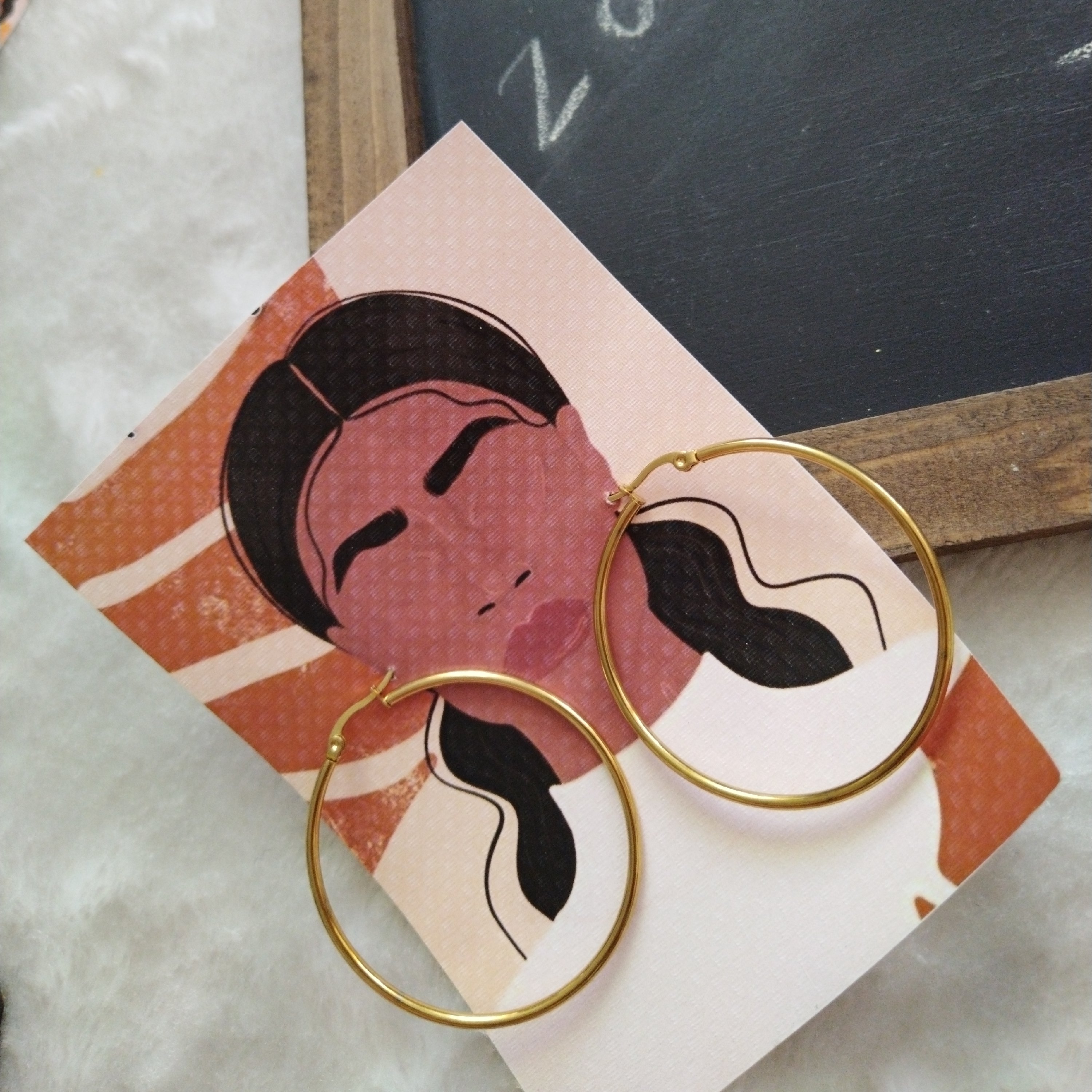 گوشواره حلقه  استیل رنگ طلایی ثابت 