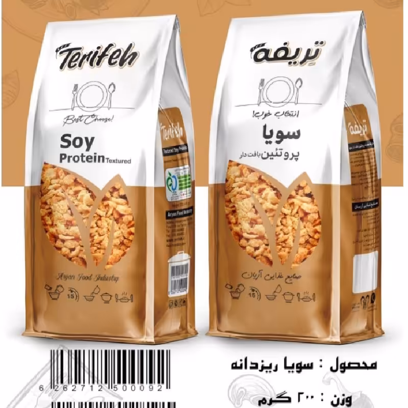 سویا  ساده ریز دانه بافت دار 200گرمی تریفه کارتن 12 بسته ای 