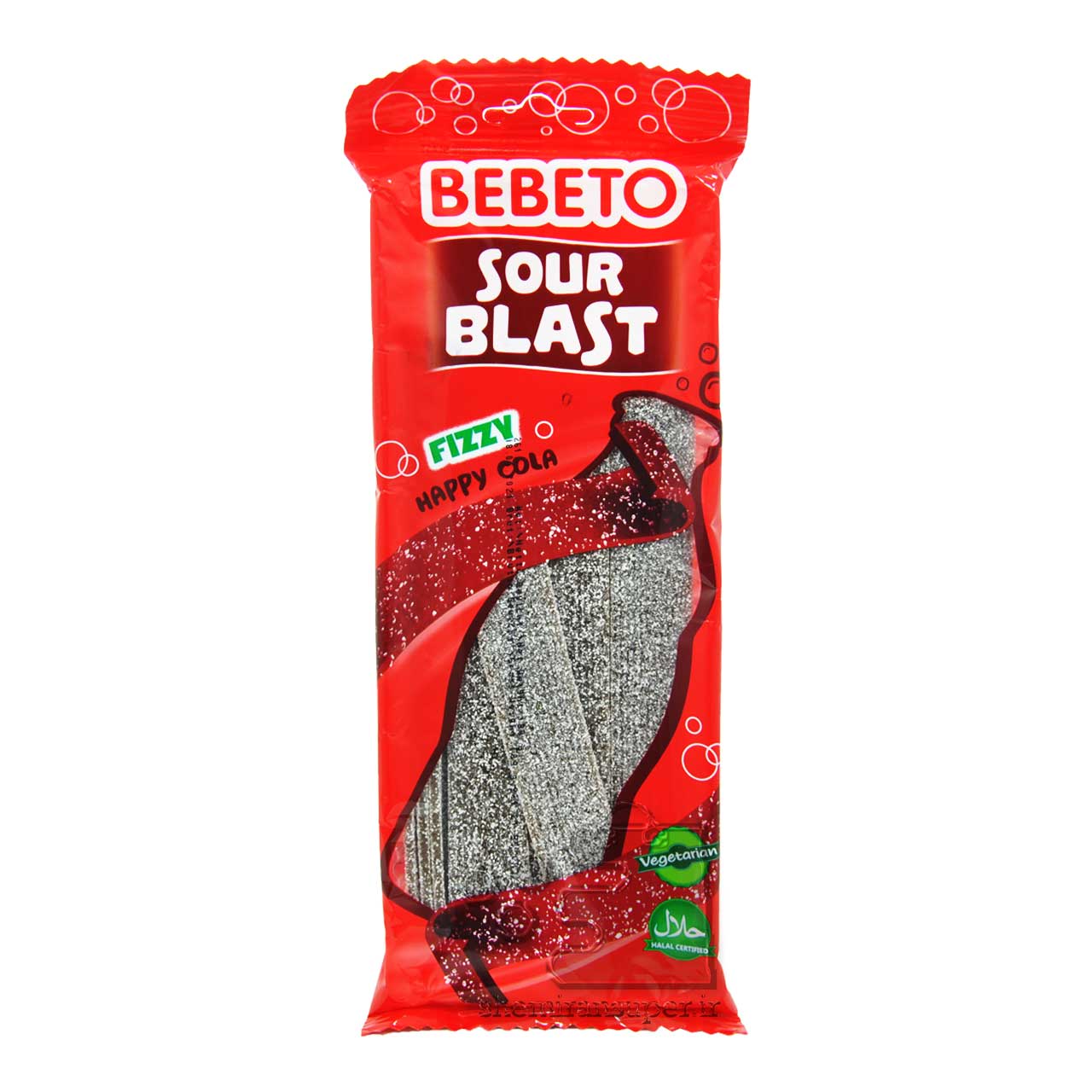 پاستیل شکری نواری نوشابه ترش ( گیاهخواری ) 180 گرم ببتو – bebeto