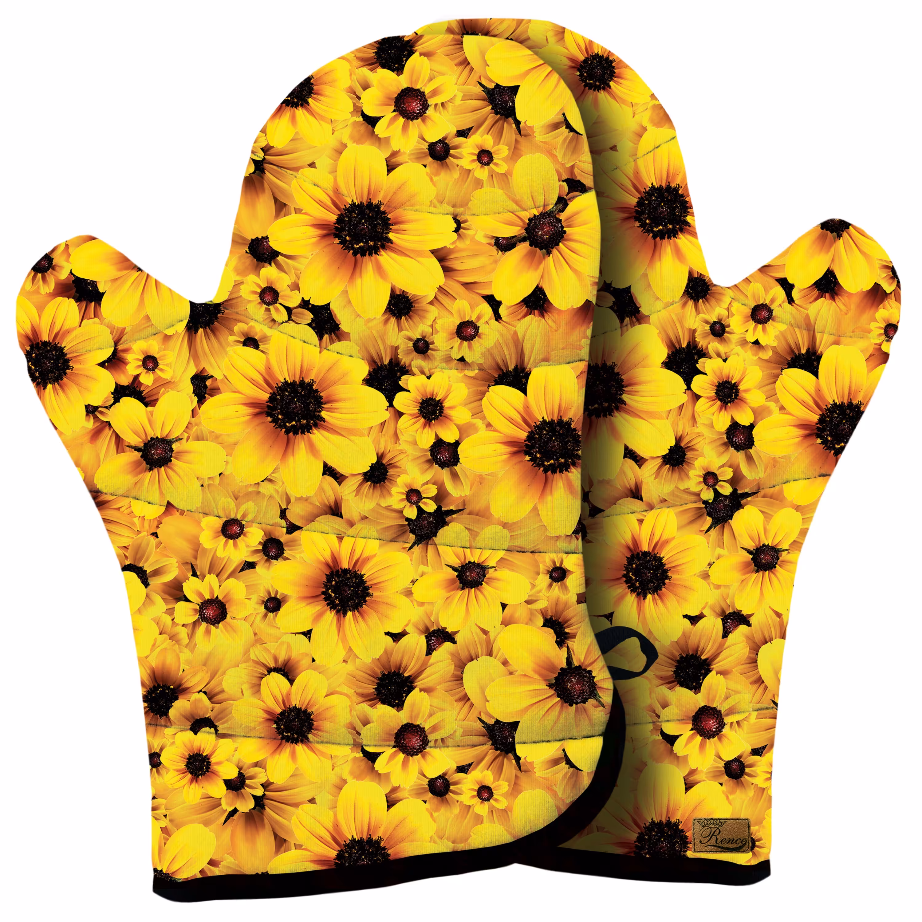 دستکش فر پارچه ای نسوز مخمل دو رو چاپ طرح آفتابگردان سایز 20 در 32 مدل F1-806 شرکت رنس