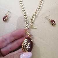 نیم ست عقیق و کارتیر قفل تی ولنتاین 