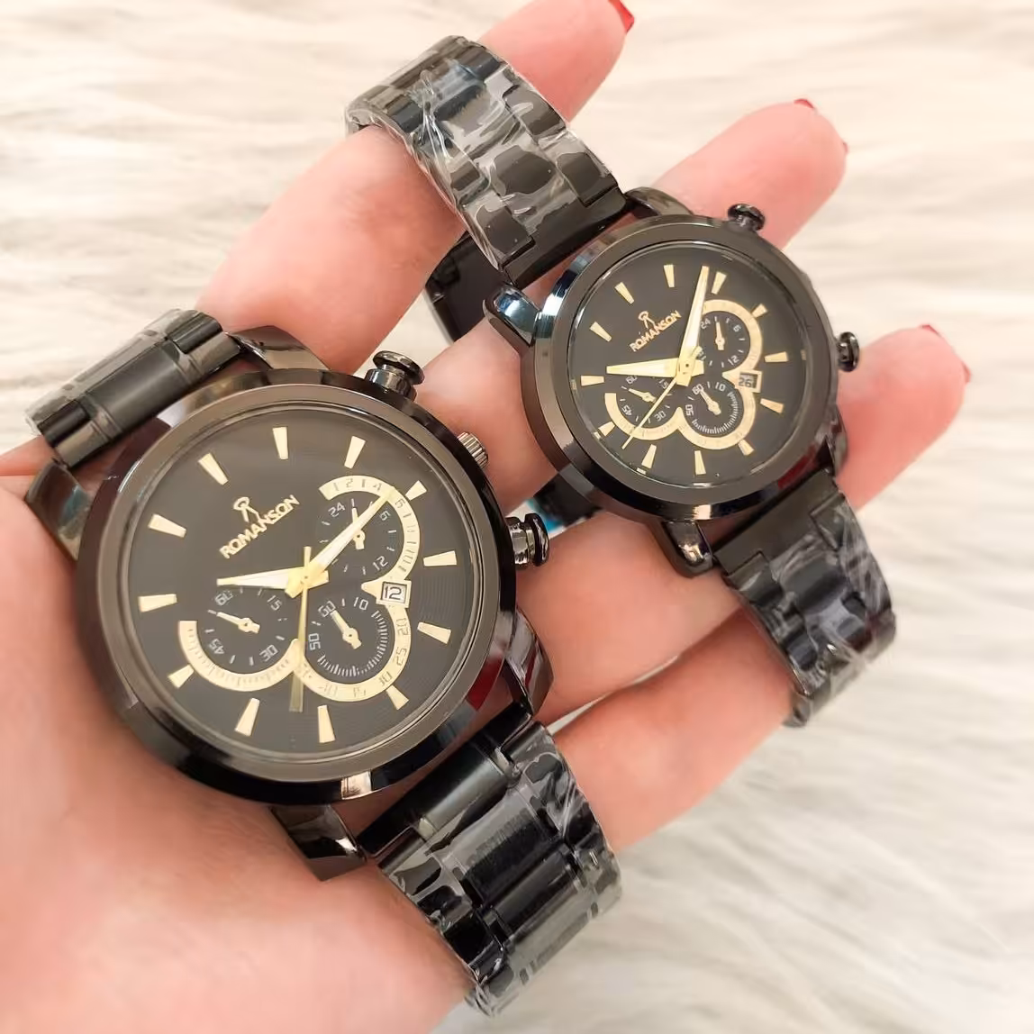 ساعت ست زنانه و مردانه رومانسون بنداستیل 