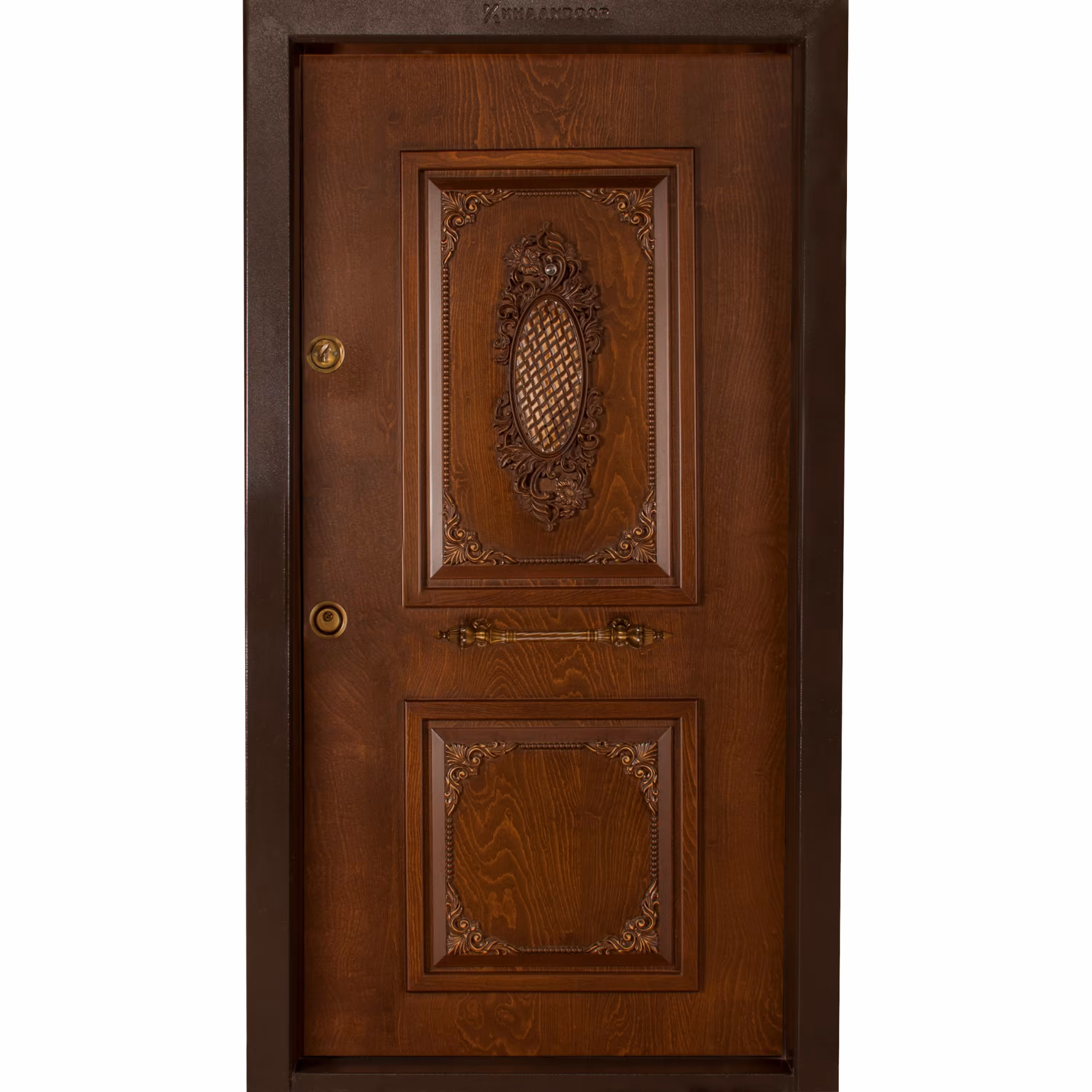 درب ضد سرقت مدل دوقاب منبت گلدار روکش راش درب خان هزینه ارسال بر عهده مشتری